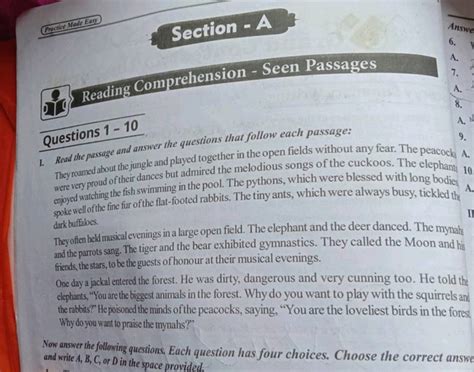 Section Areading Comprehension Seen Passagesquestions 1 10i Read