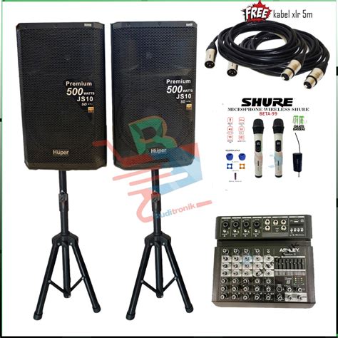 Paket Sound System Speaker Aktif Huper JS 10 Mixer Ashley Original