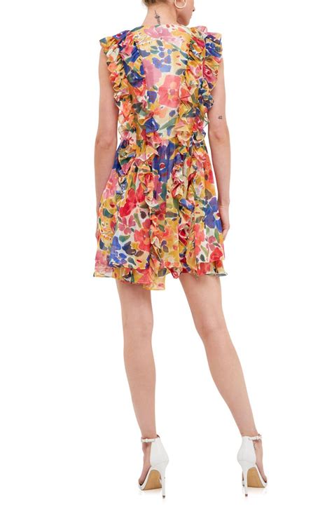 Endless Rose Ruffle Floral Chiffon Minidress Nordstrom