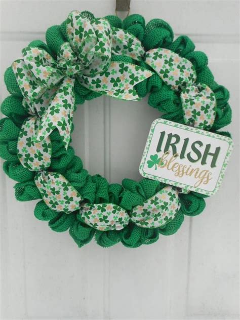 St Patricks Day Burlap Wreath Burlap St Patricks Day Etsy Burlap Wreath Burlap Wreaths