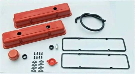 68 82 CORVETTE VALVE COVERS KIT Orange Covers With Hardware Gaskets