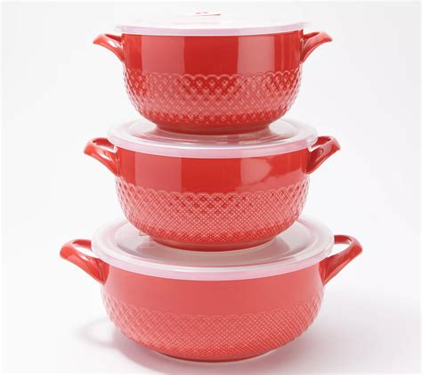 "As Is" Cook's Essentials Set of 3 Ceramic Bowls with Lids - QVC.com