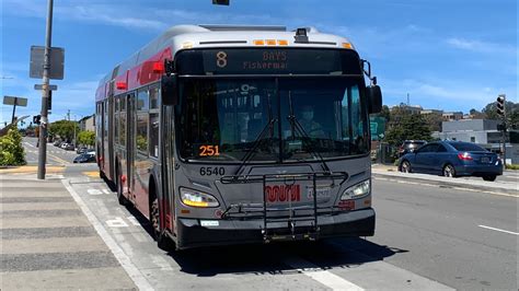 Sf Muni 2015 New Flyer Xde60 6540 On 8 Bayshore Youtube