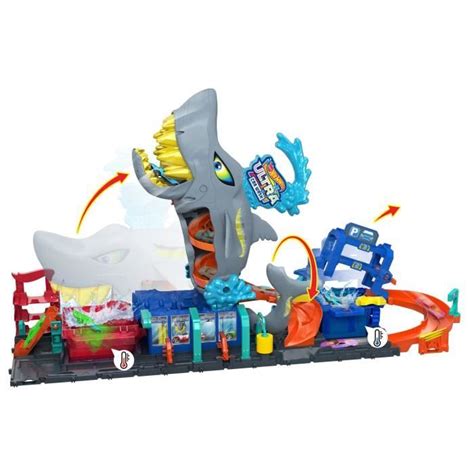 Bebeboutik Hot Wheels City Station De Lavage Requin Coffret Voiture Color Reveal HTN