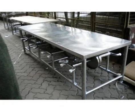 Silver 8 Seater Rectangle Stainless Steel Canteen Table At Rs 8500 In Noida