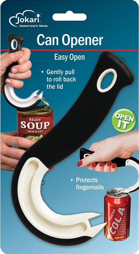 Jokari 06040 Easy Open Ring Pull Can Jar Opener Black White One