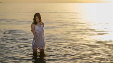 Wallpaper Sunlight Women Model Portrait Sunset Sea Sand