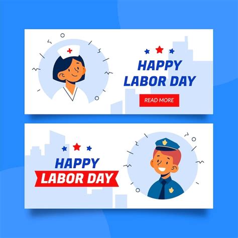 Conjunto de banners horizontales del día del trabajo Vector Gratis