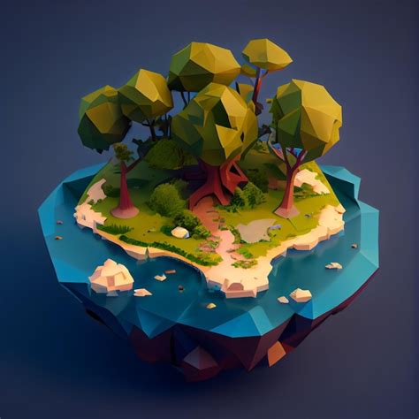 Premium Ai Image Isometric Diorama Island D Model Style Game Concept