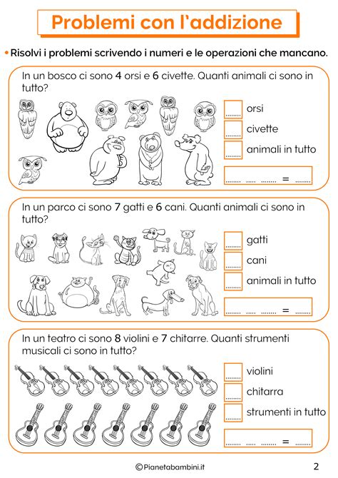 Problemi Illustrati Con L Addizione Per La Classe Prima PianetaBambini It