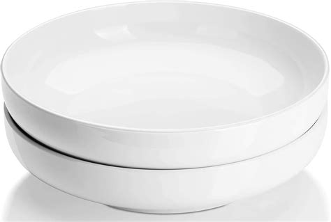 DOWAN 1920ml Large Salad Bowls, White Serving Bowls, Φ25cm Serving Platter, Shallow Pasta Bowls ...