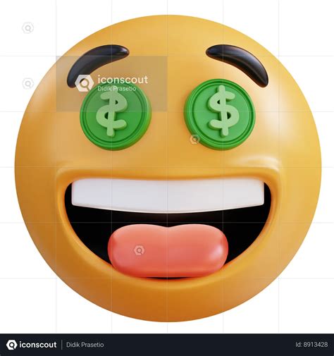 Money Eyes Emoji Emoji 3D Icon download in PNG, OBJ or Blend format