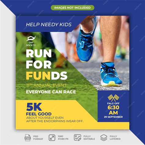 Premium Psd Charity Run Post Template For Social Media