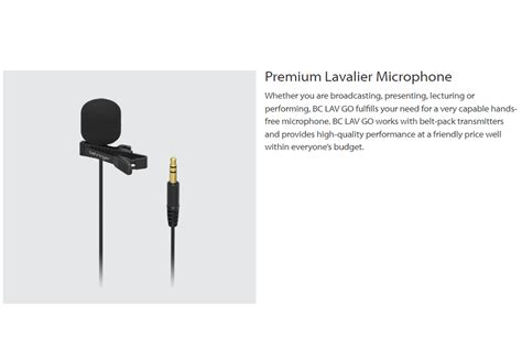 Behringer Bc Lav Go Professional Grade Condenser Lavalier Microphone F