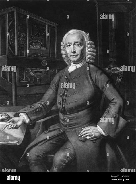 John Harrison 1693 1776 English Clockmaker Sitting In Front Of Two