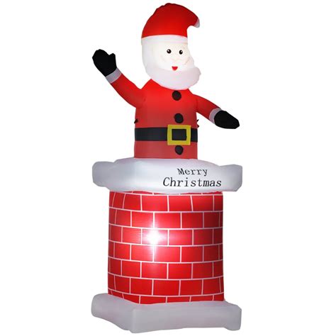 Homcom 7ft Christmas Inflatable Santa Claus From Chimney Blow Up