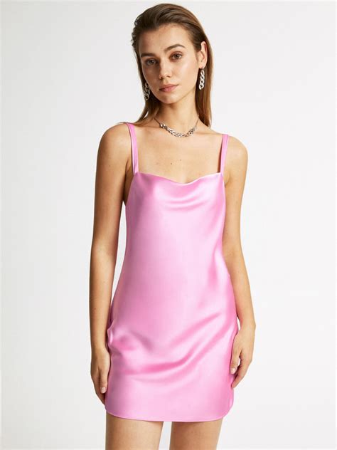 Cowl Neck Satin Mini Slip Dress Chicwild