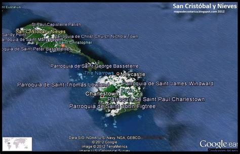 Mapa de San Cristóbal y Nieves Google Earth