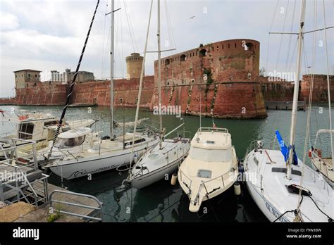 The Fortified walls of the Old Fortress, Port of Livorno, Livorno town ...