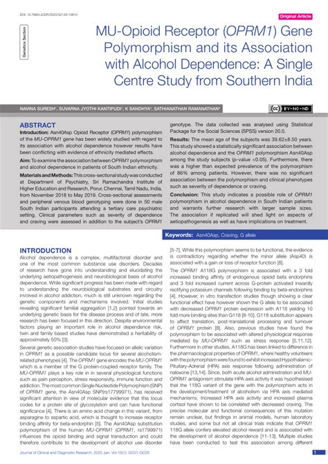 Pdf Mu Opioid Receptor Oprm Gene Polymorphism And Its Association