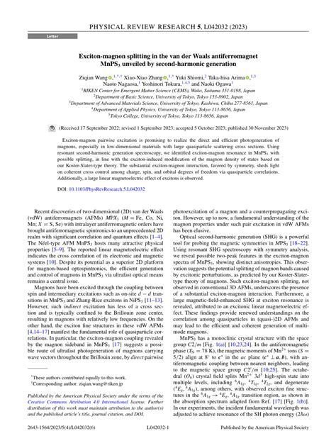 Pdf Exciton Magnon Splitting In The Van Der Waals Antiferromagnet