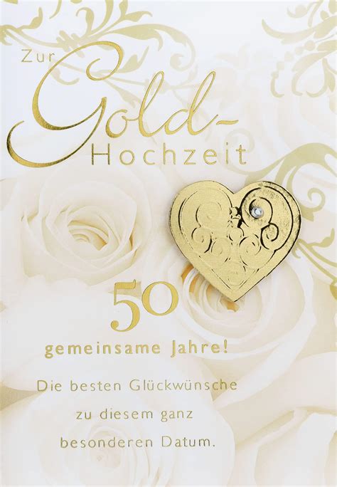 Perleberg Karte Zur Goldhochzeit Mit Goldherz Applikation Lifestyle