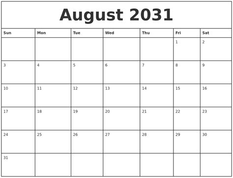 November 2031 Calendars Free