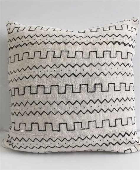 Authentic Mudcloth Pillow Cover Lumbar Cream And Black Etsy