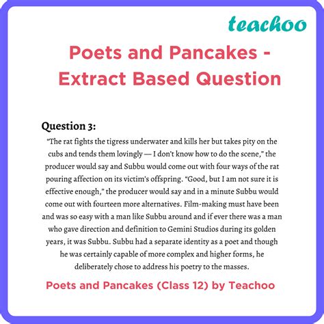 English Class Poets And Pancakes Extract Based Question