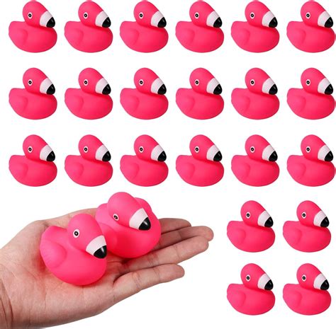 24pcs Flamingo Rubber Duck Cute Float Rubber Duck Pink