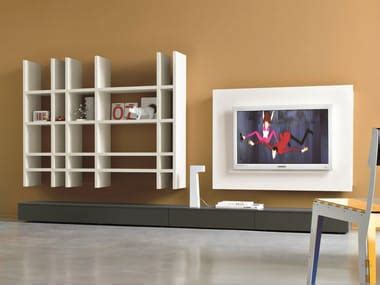 Parete Attrezzata Componibile Laccata Con Porta Tv Slim By Dall