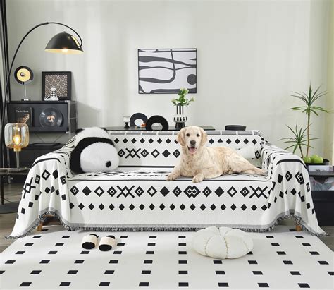 Supban Boho Couch Cover Reversible Geometric Sectional Couch Covers