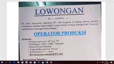 4 Info Lowongan Kerja Terbaru 2019 PT KAWAN LAMA GROUP YouTube