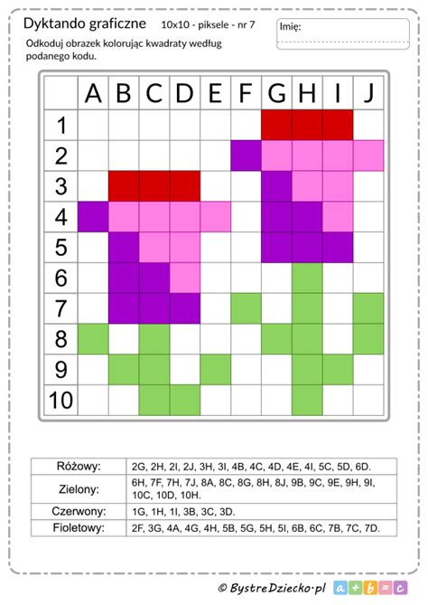 Kolorowe Dyktando Graficzne X Kwiaty Odkoduj Obrazek Nr