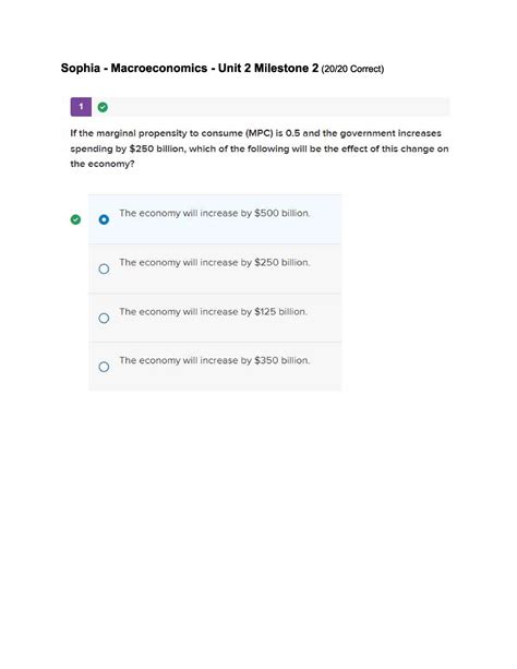 Sophia Macroeconomics Unit Milestone Econ Studocu