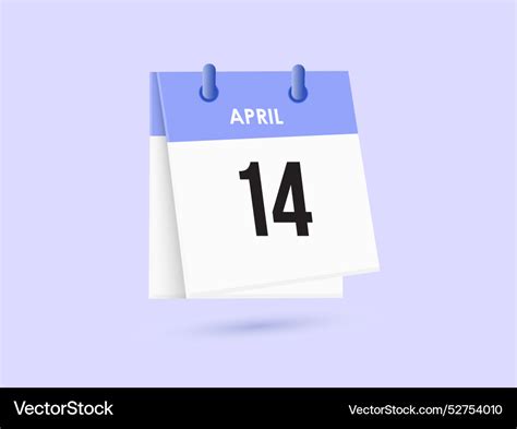 April 14 Calendar And Time Planner Daily Vector Image