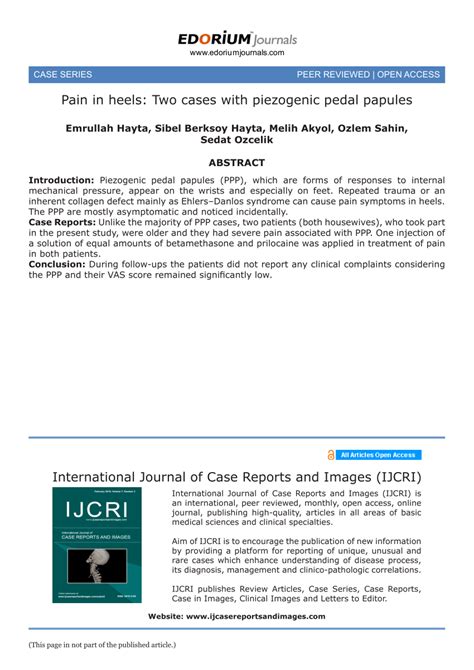 (PDF) Pain in heels: Two cases with piezogenic pedal papules