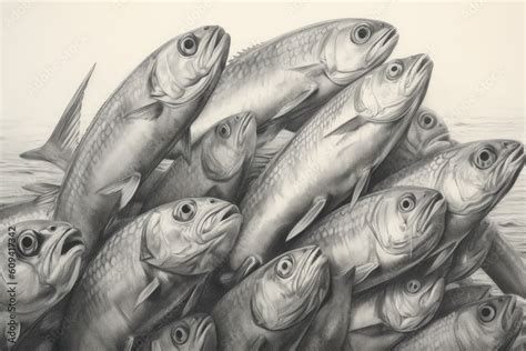 Sardine fish drawing, sardine fish pencil drawing vintage. Generative ...