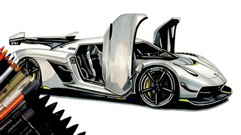 Realistic Car Drawing Koenigsegg Jesko Time Lapse Drawing Ideas The