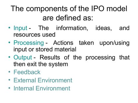 IPO Model/system model