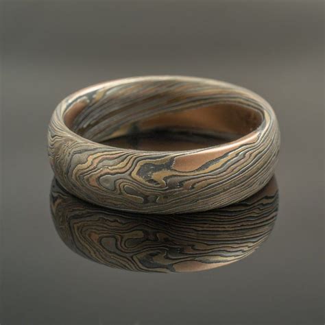 Mokume Gane Ring Wedding Band In Twist Pattern And Oxidized Etsy