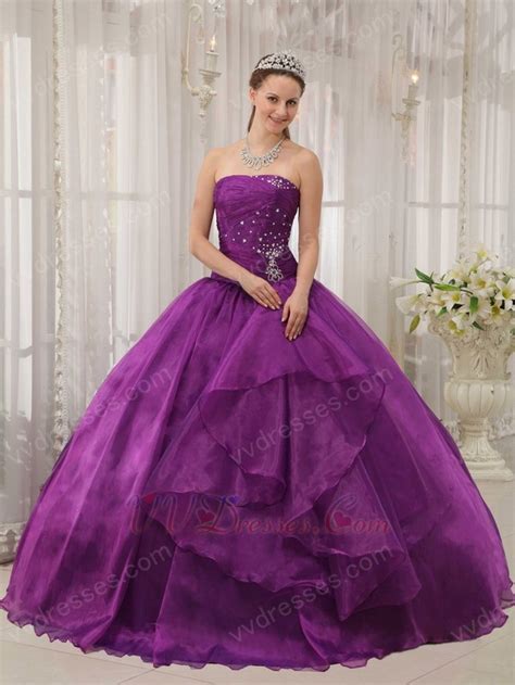 Purple Quinceanera Dress With Puffy Floor Length Skirt