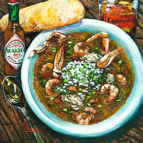 Seafood Gumbo Art Print By Dianne Parks Seafood Gumbo Seafood Art