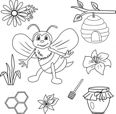 Abeja De Dibujos Animados Para El Libro De Colorear De Los Niños