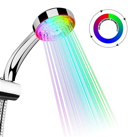 7 Color Changing LED Shower Head Temperature Sensor Handheld Mineral