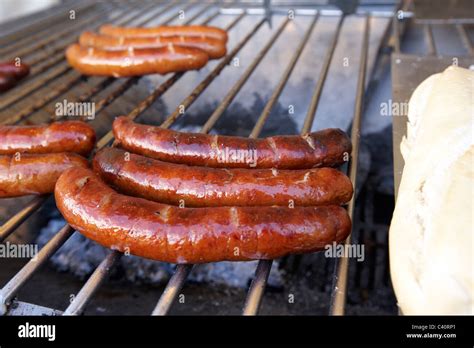 Polish Kielbasa Bbq Sausage On A Grill Stock Photo Alamy