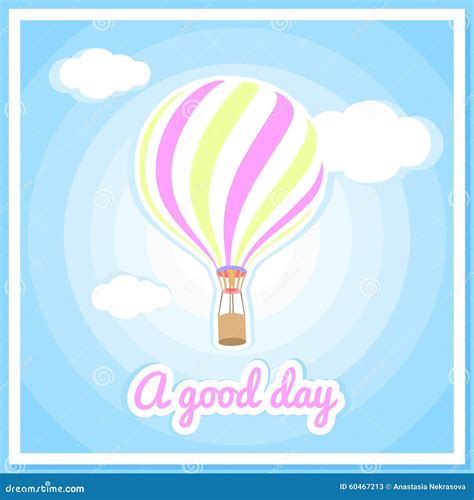 Vector Illustration Of A Hot Air Balloon Clouds Beautiful Colorful Balloon Hot Air Balloon