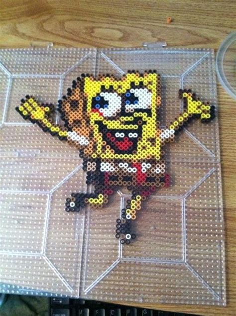 Spongebob Perler By Khoriana On Deviantart Hamma Beads 3d Peler Beads Fuse Beads Easy Perler