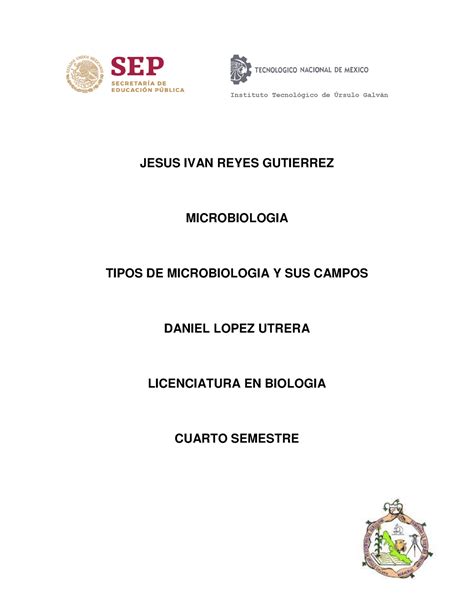 Tipos De Microbiologia Y Su Campo De Acci N Jesus Ivan Reyes Gtz