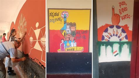 Please Vote Artistic Poll Booths Grab Eyeballs Star Of Mysore